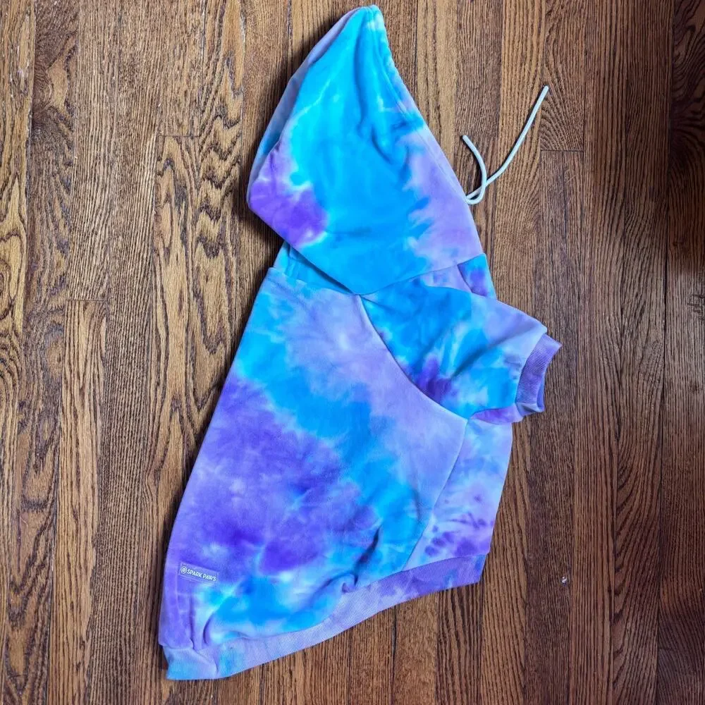 Spark Paws Tie Dye Dog‎ Hoodie 4XL Purple Blue NWT Large Breed
